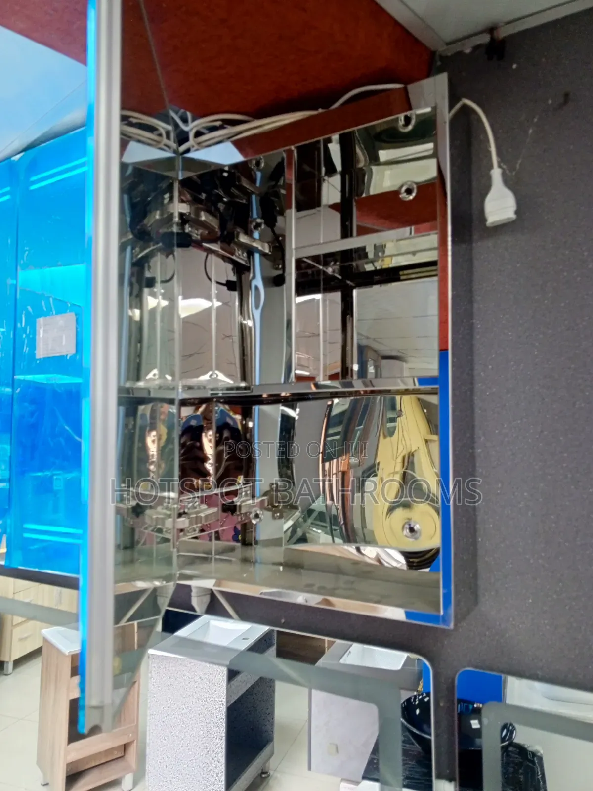 40cm Stainless Mirror With Shelf Space