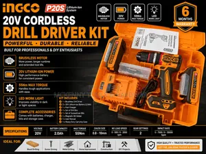 INGCO 20V Compact Brushless Cordless Impact Drill Kit