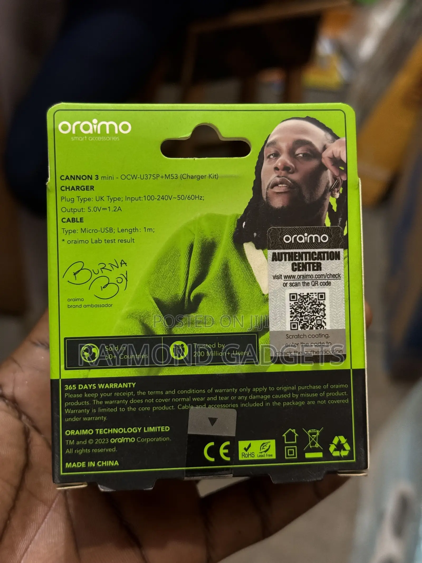 Oraimo Canonn 3 Mini Charger + 1m Micro-USB Cable – Compact Reliable