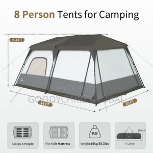 Naturehike 8-10 People Camping Tent Two Rooms Family Size