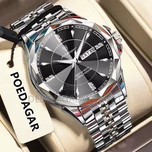 POEDAGAR VIP Waterproof Chronograph Black Premium Steel Chain Watch