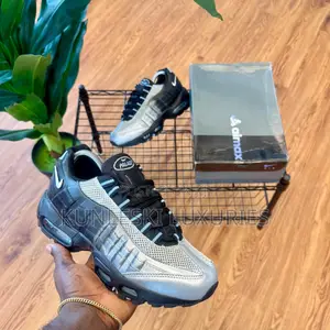 Original Palace X Air Max 95 Big Bubble Black Metallic Sliver Sneakers