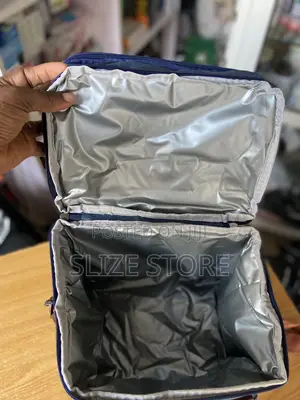 Double-Deck Insulated Lunch Bag With Brown Straps