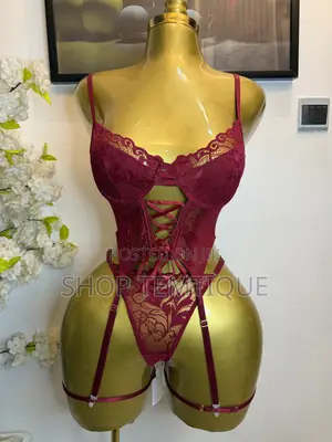 Burgundy Garter Two-Piece Lingerie Set