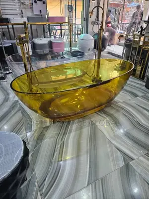 Transparent Gold Glass Bathub