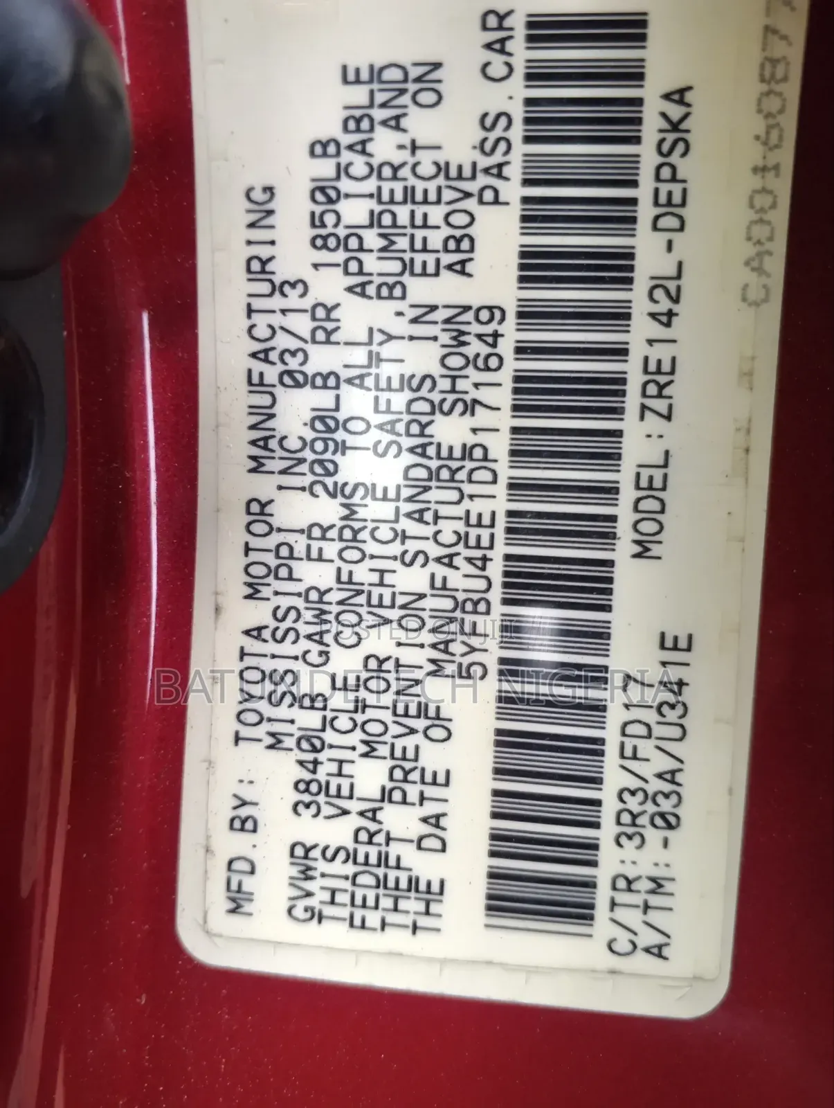 Toyota Corolla 2013 Red
