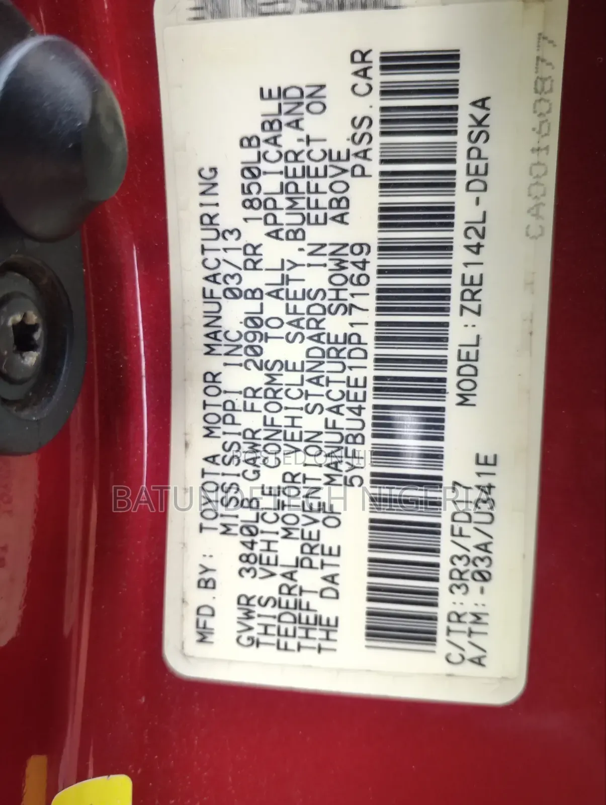 Toyota Corolla 2013 Red