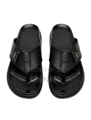 Black Leather Palm Slippers Size 43 - D-Zource