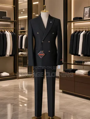 Sharp Black Double-Breasted Blazer (Gold Buttons) – 55,000