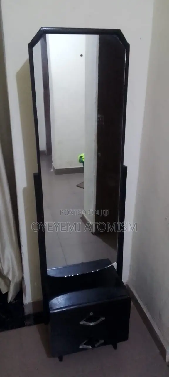 Standing Mirror With Two Drawers.