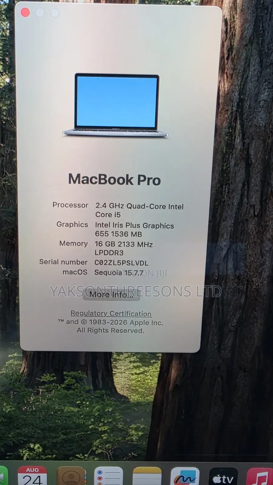 Laptop Apple MacBook Pro 2020 16GB Intel Core i5 SSD 512GB