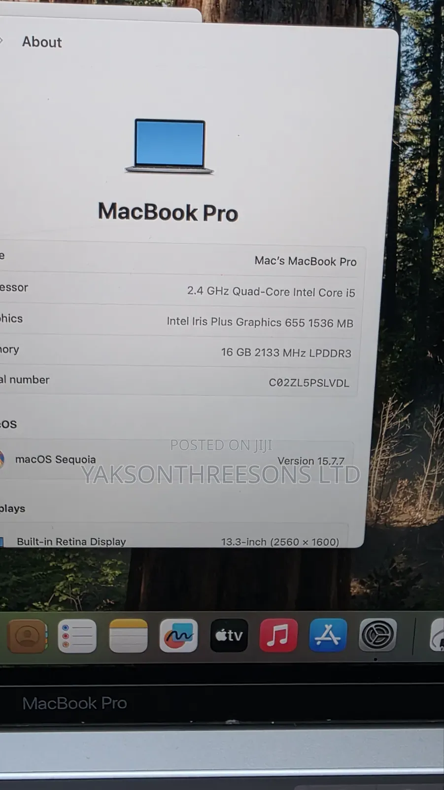 Laptop Apple MacBook Pro 2020 16GB Intel Core i5 SSD 512GB