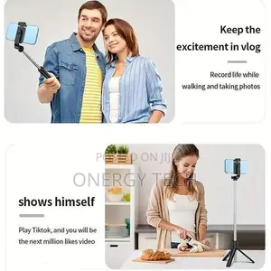 4 in 1 Phone Tripod Stand, Selfie Stick, Light, Bluetooth Remote