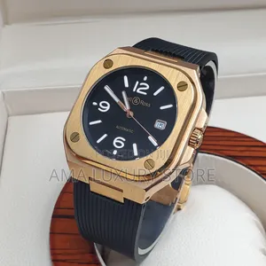 Bell Ross Premium Luxury Men Rubber Strap Wristwatch – Stylish/Durable