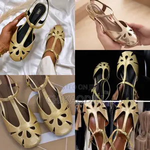 Cutout Pattern Leather Flat Sandal