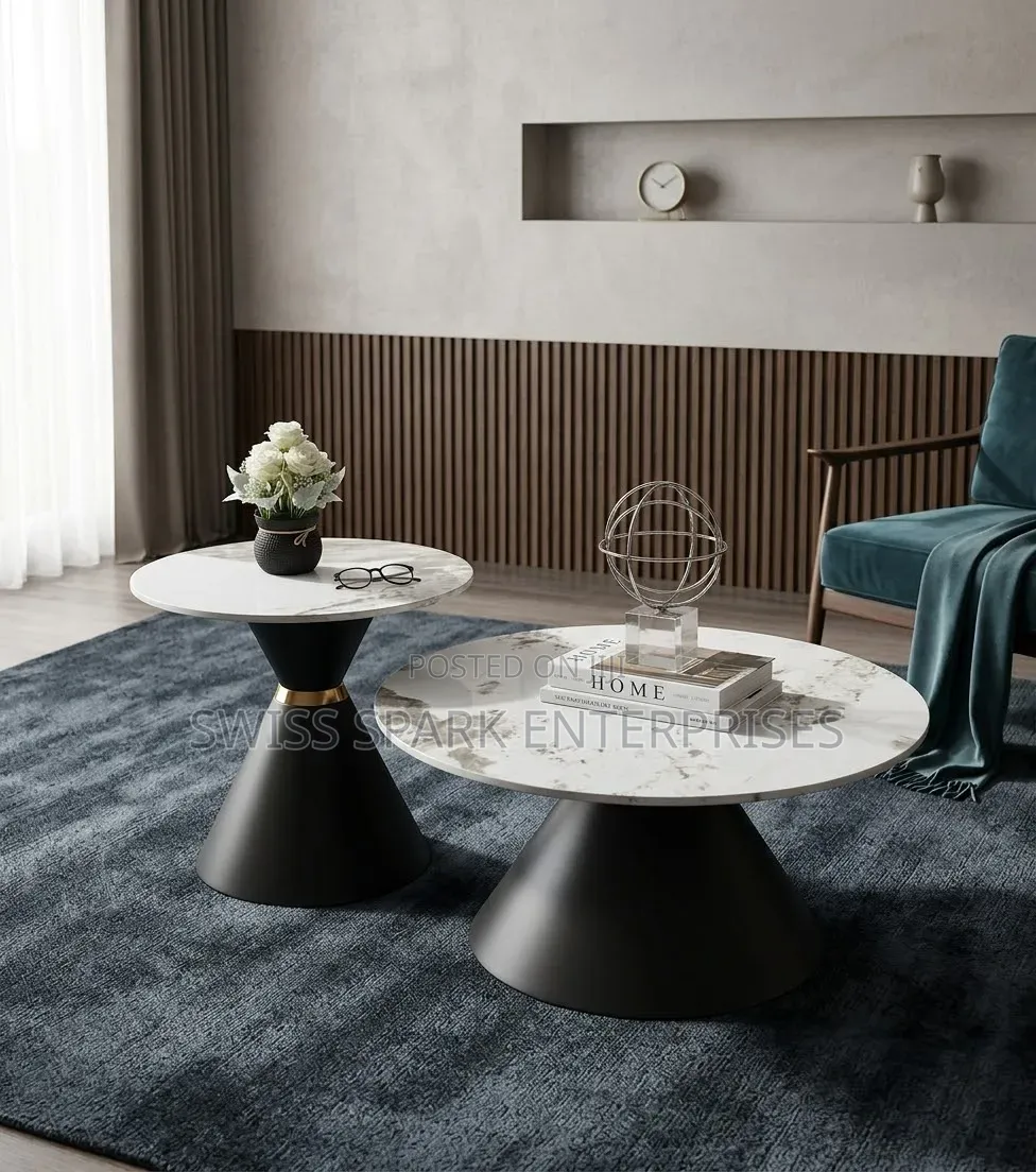 Luxury Modern Marble Top Coffee Side Table Set