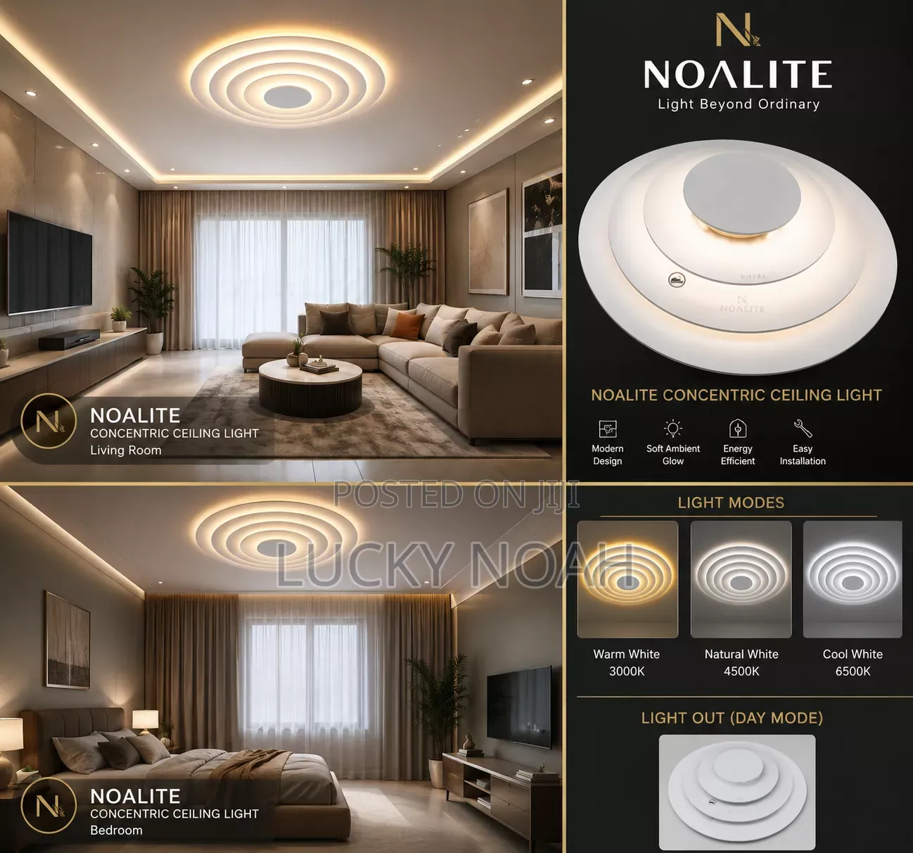 Concentric Decorative Ceiling Light Designed by Noalite