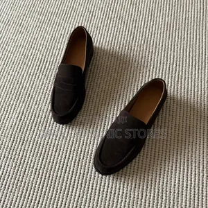 Wilde Full Grain Calf Penny Loafers in Tan Suede