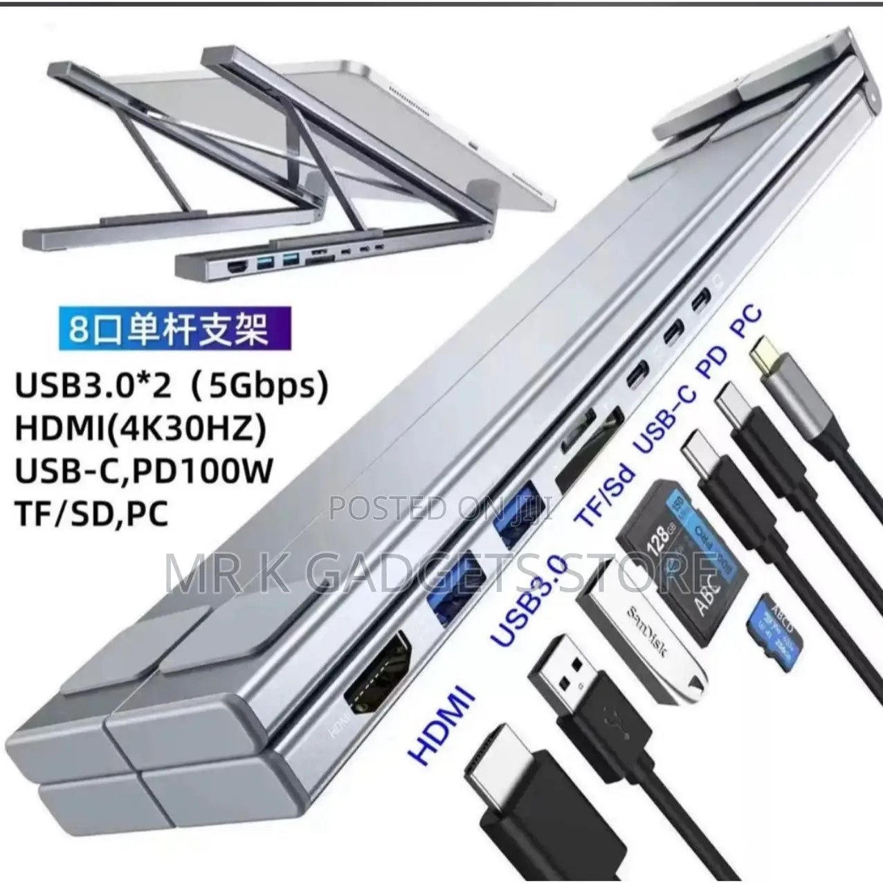 7-in-1 USB-C Docking Station Laptop Stand