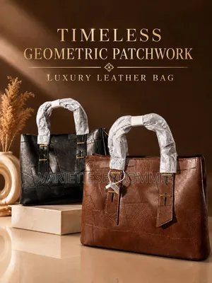 Timeless Geometric Patchwork Luxury Ladies’ Leather Handbag
