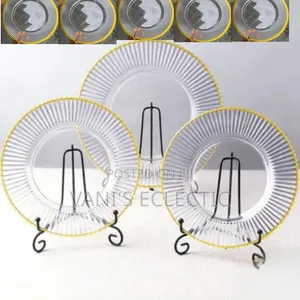 Elegant Clear Acrylic Charger Plates With Gold Rim –Perfect for Events