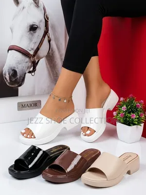 Ladies White Flat Slippers