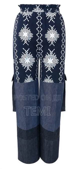Ankara Denim Lace Palazzo Trouser
