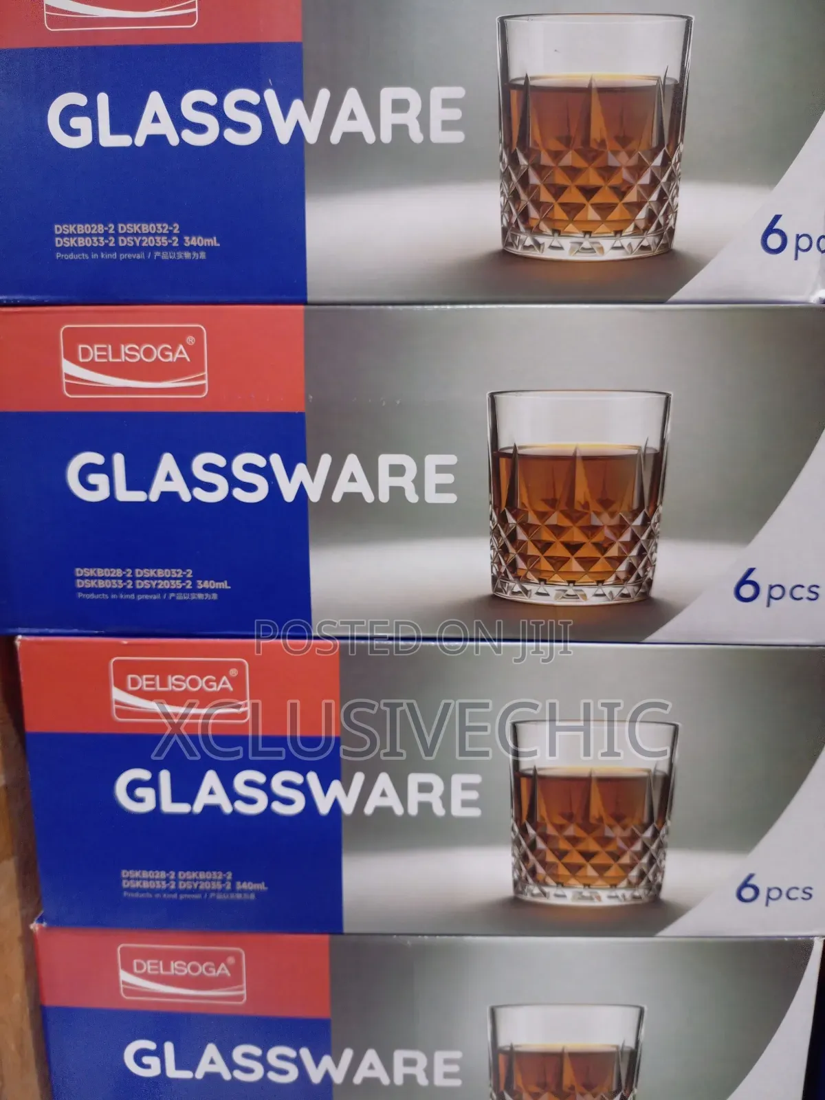 340ml 6pcs Deli Crystal Whiskey Glass Cup