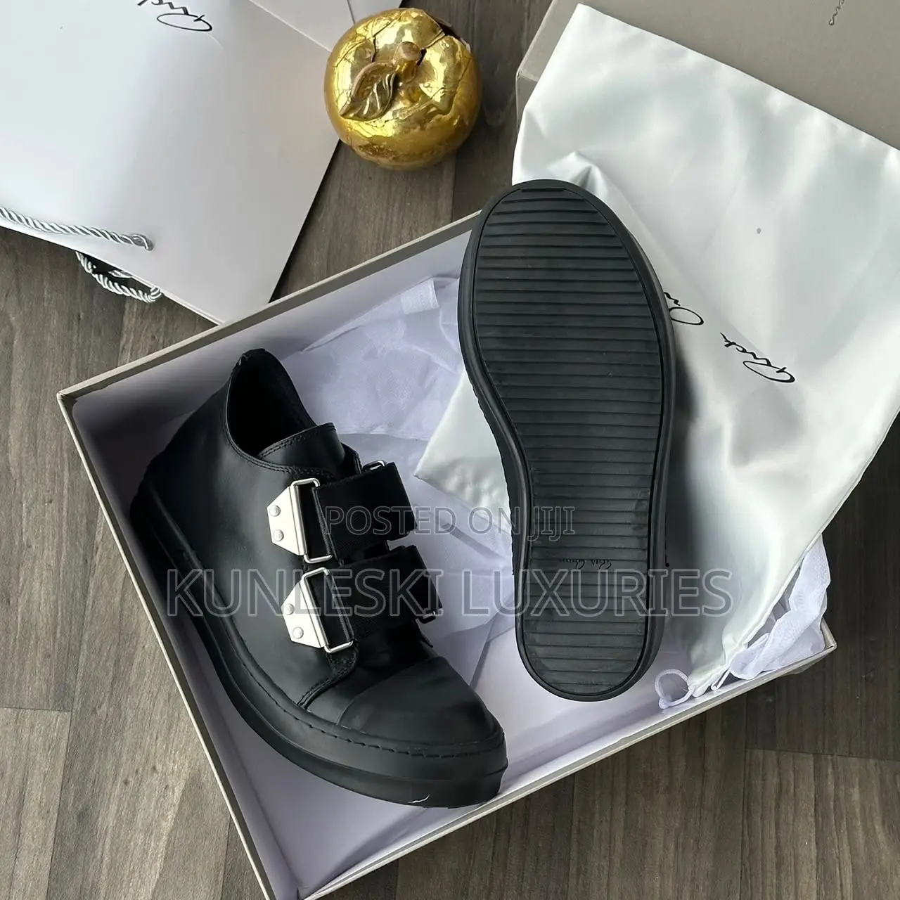Original Rick Owens Strap Low Leather Sneakers