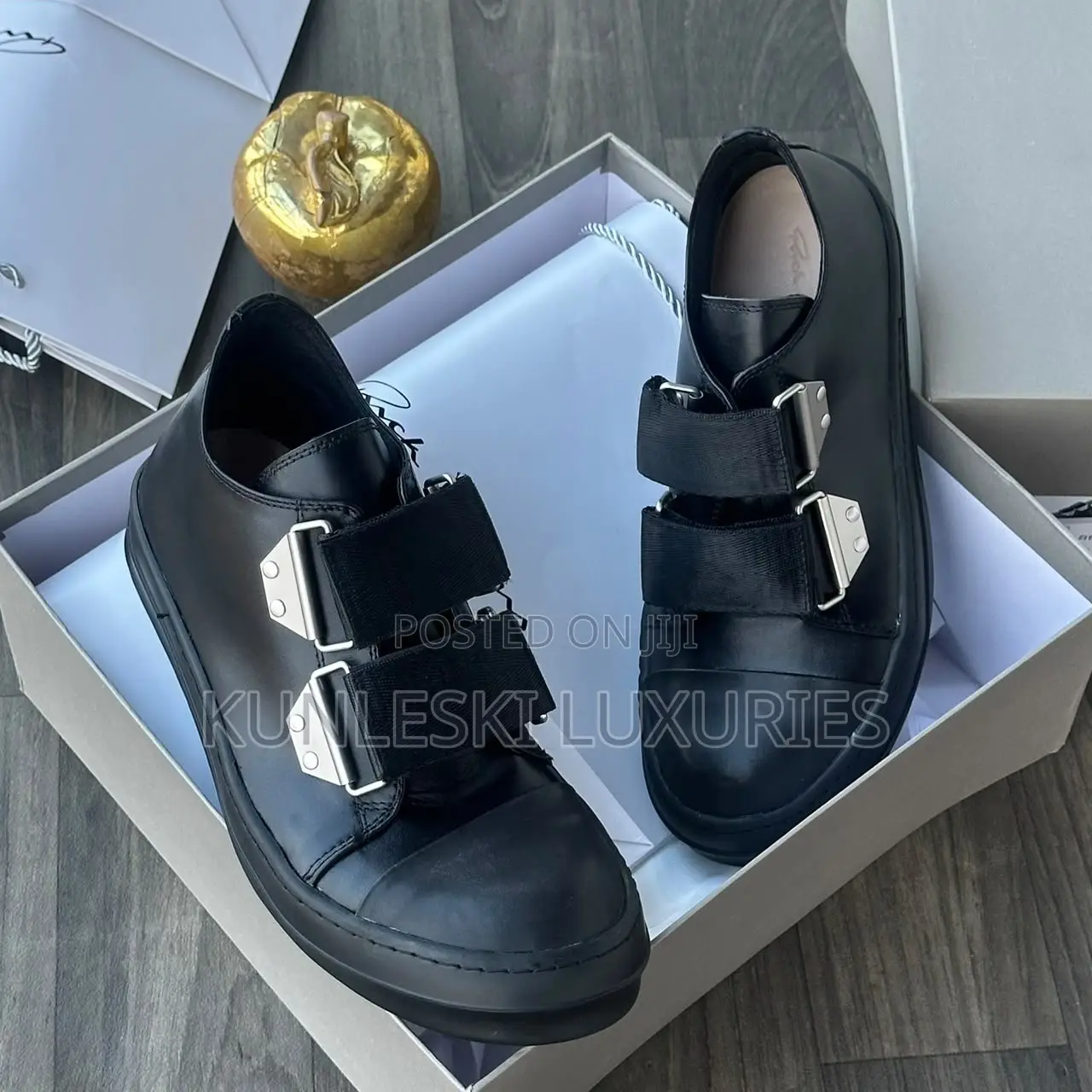 Original Rick Owens Strap Low Leather Sneakers