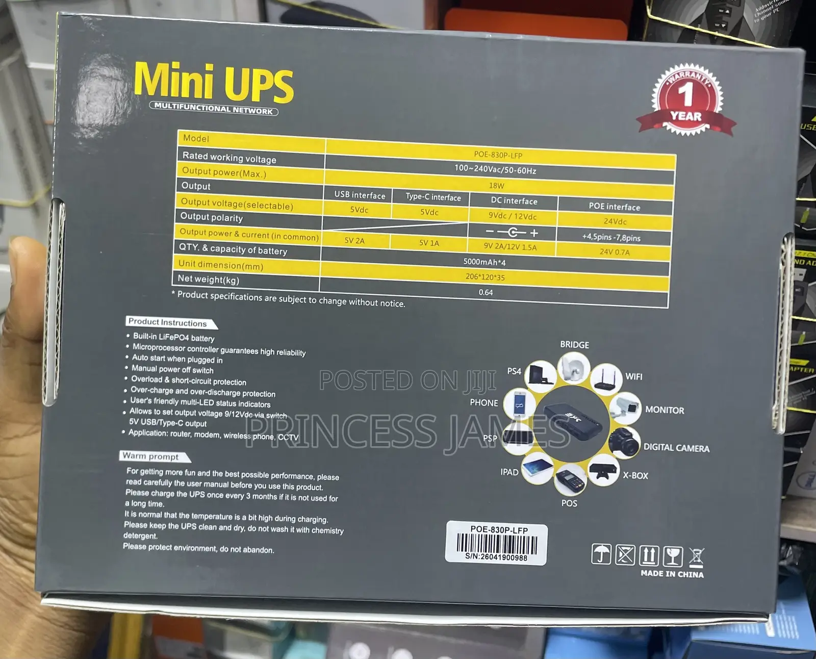 Ske 20000mah Mini Dc Ups Poe 830p