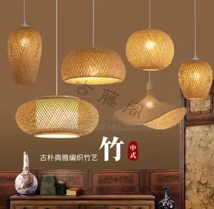 Vintage Wood Iron Cage Pendant Lamp Industrial Ceiling Hanging Light