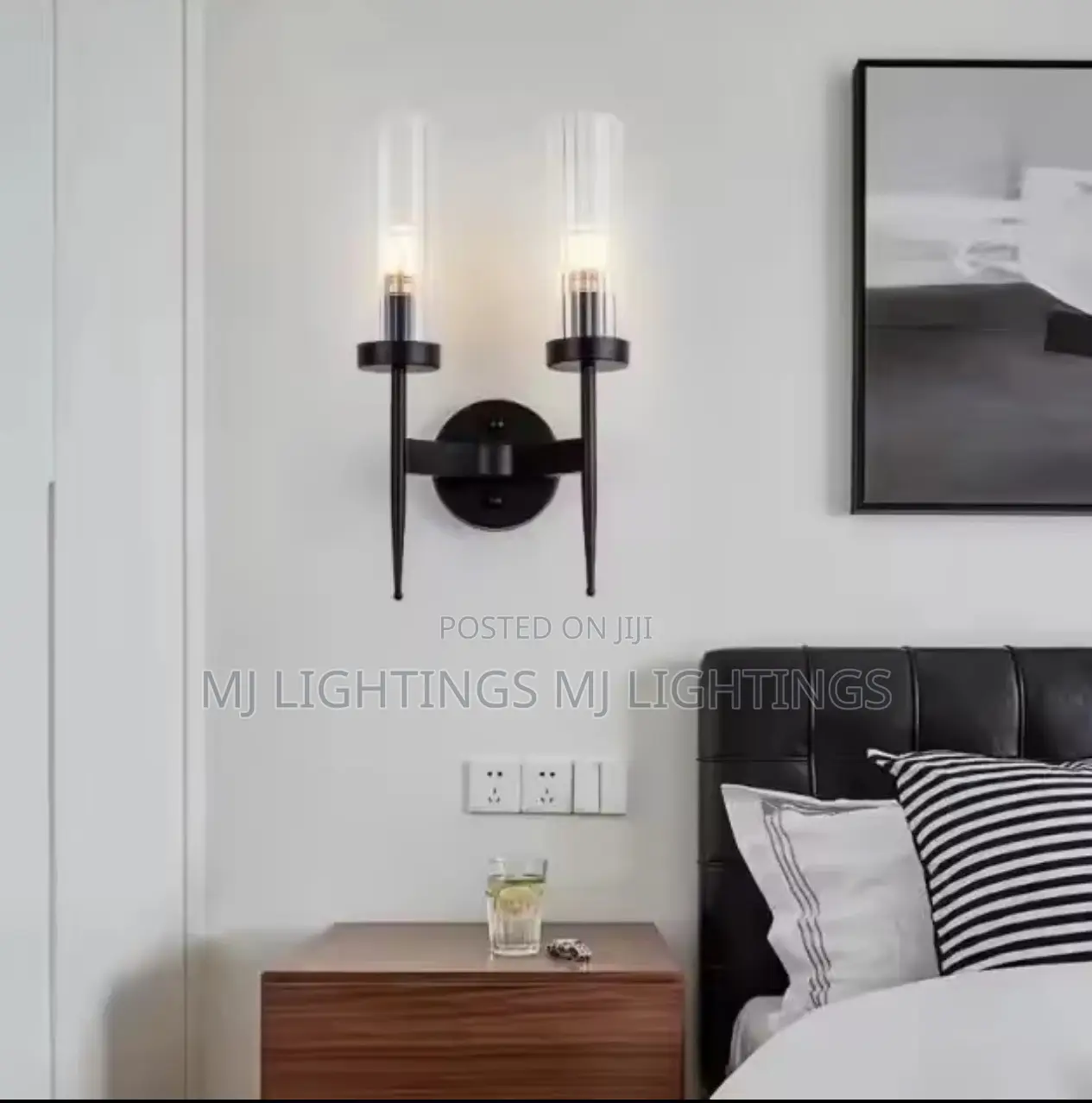Nordic Luxury Wall Lamp Ribbed Cylinder Glass Wall Sconce Indoor