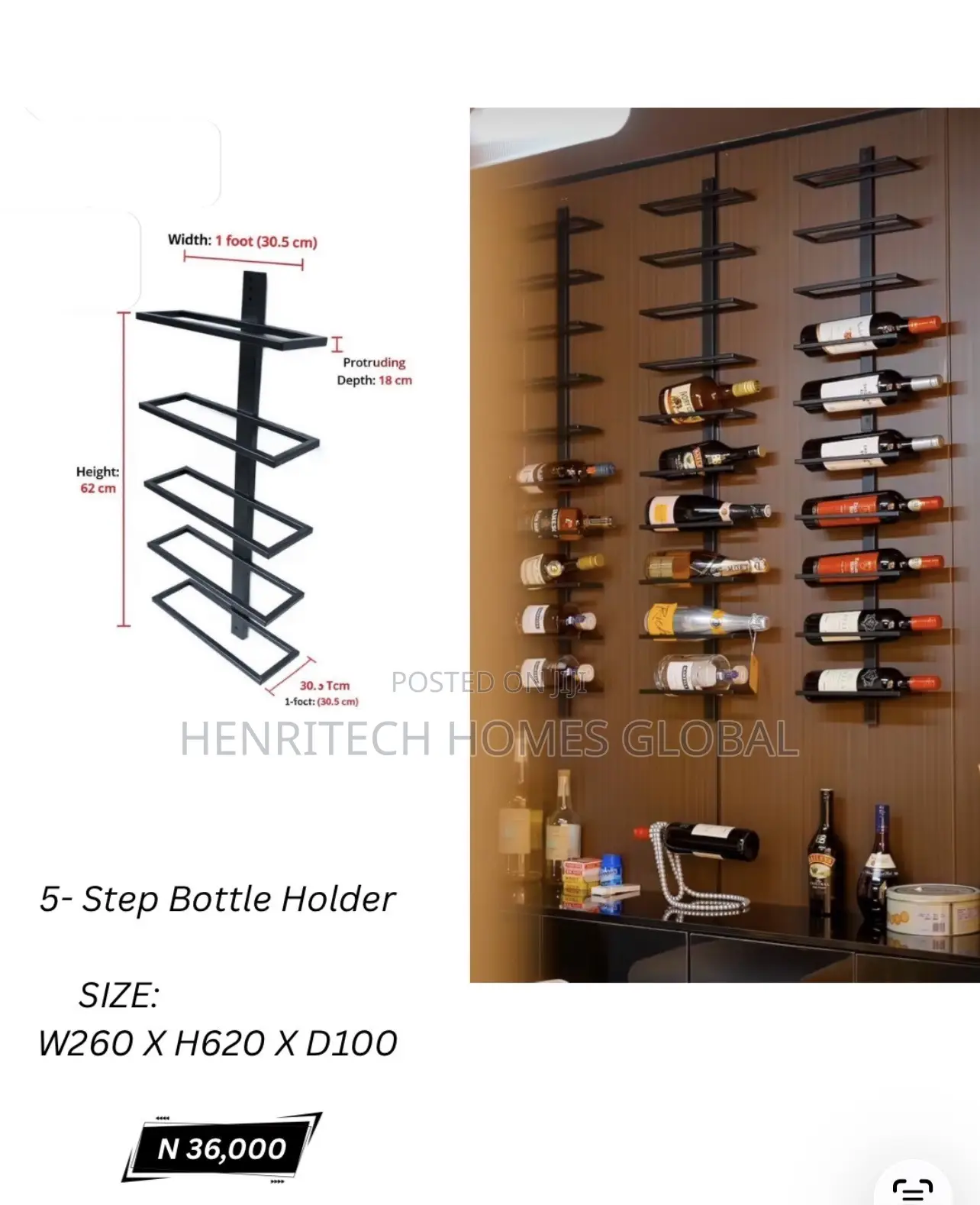 5-Step Wine Bottle Rack – Multi-Level Wine Storage Stand