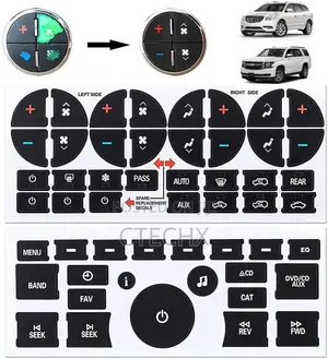 AC Dash + Radio Button Repair Kit Stickers for 2007-2015 GM Car SUV