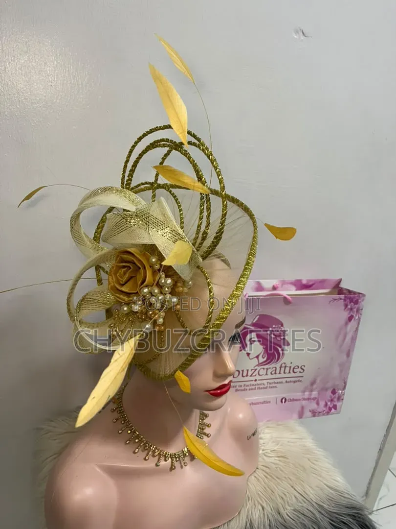 Gold Beaded Net Facinator
