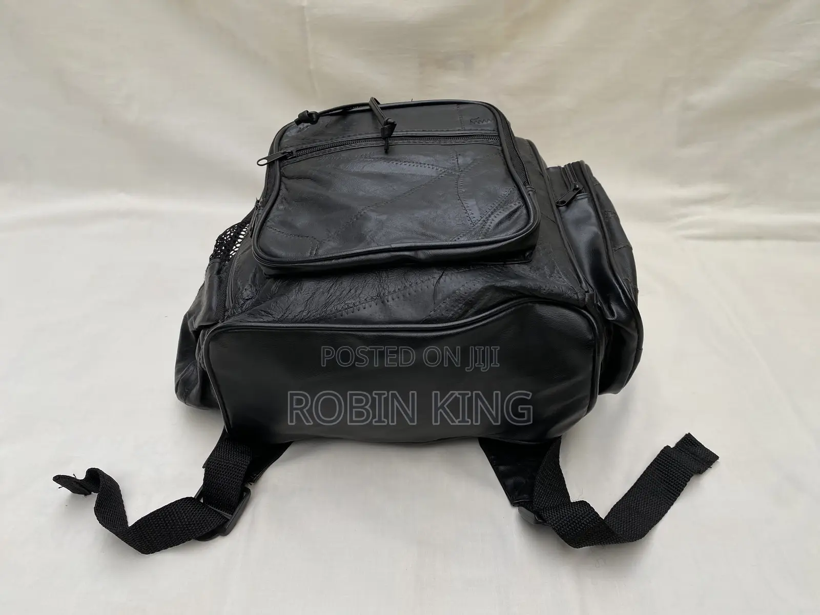 Diamond Plate Buffalo Leather Motorcycle Biker Backpack Bag Size M
