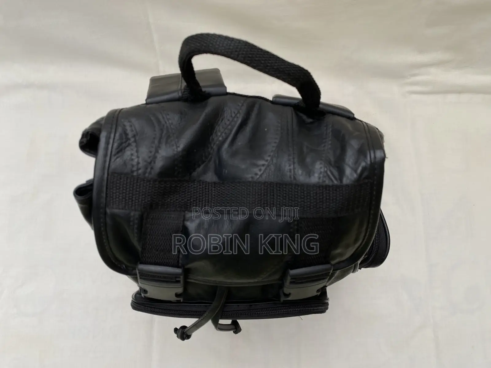 Diamond Plate Buffalo Leather Motorcycle Biker Backpack Bag Size M