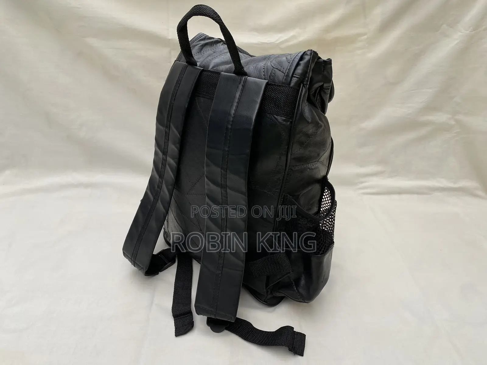Diamond Plate Buffalo Leather Motorcycle Biker Backpack Bag Size M