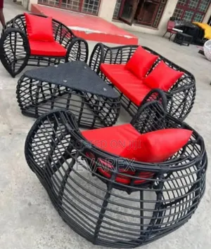 Cane Outdoor Chair Set, 4 Seater