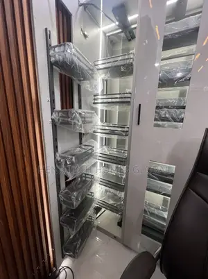 Built-in Magic Corner Pantry – 6 Layers (Gray)