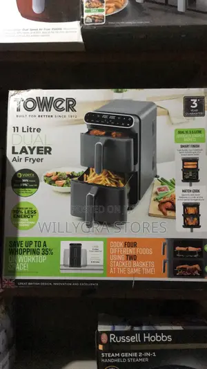 Vortx 11L XL Dual Layer Air Fryer, Digital Control Panel, Black