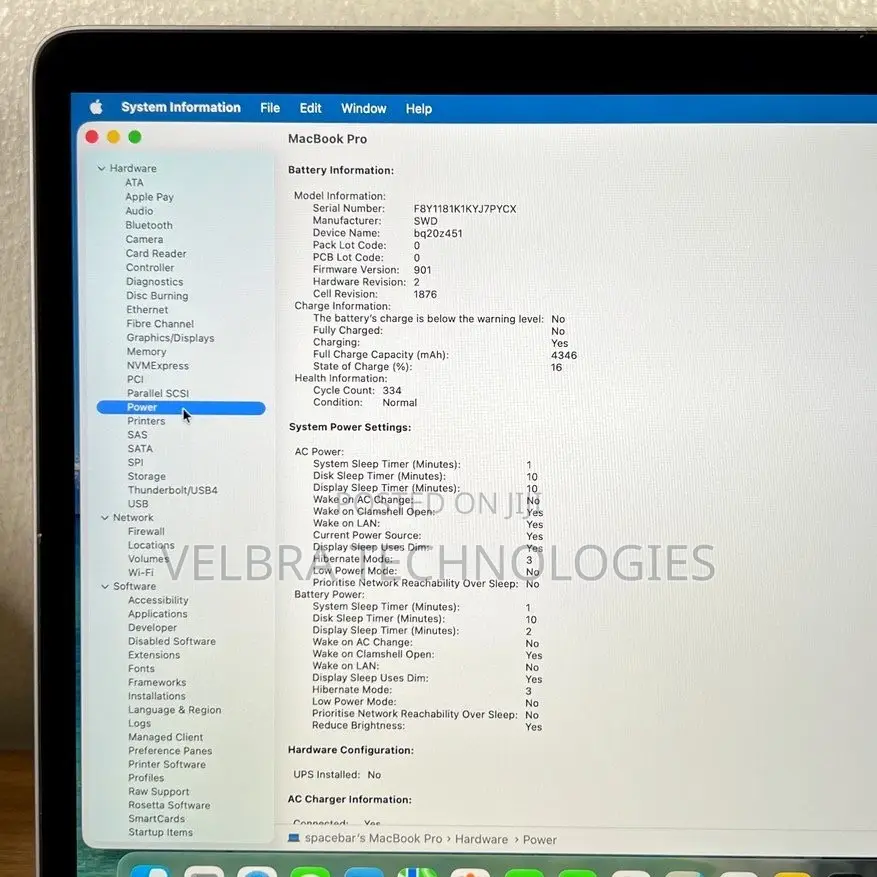 Laptop Apple MacBook Pro 2020 16GB Intel Core i7 SSD 512GB