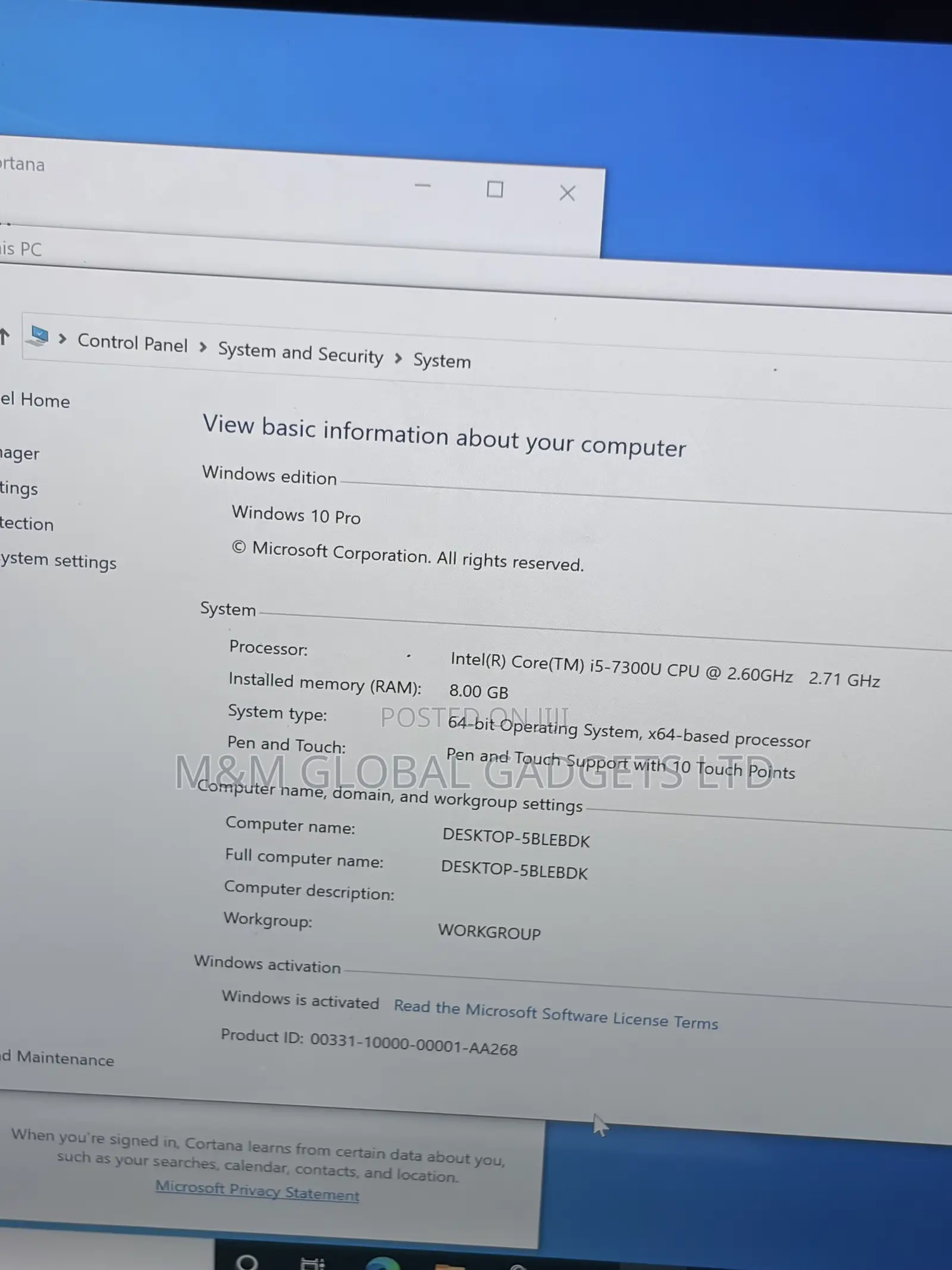 Laptop Microsoft Surface Pro 5 8GB Intel Core i5 SSD 256GB