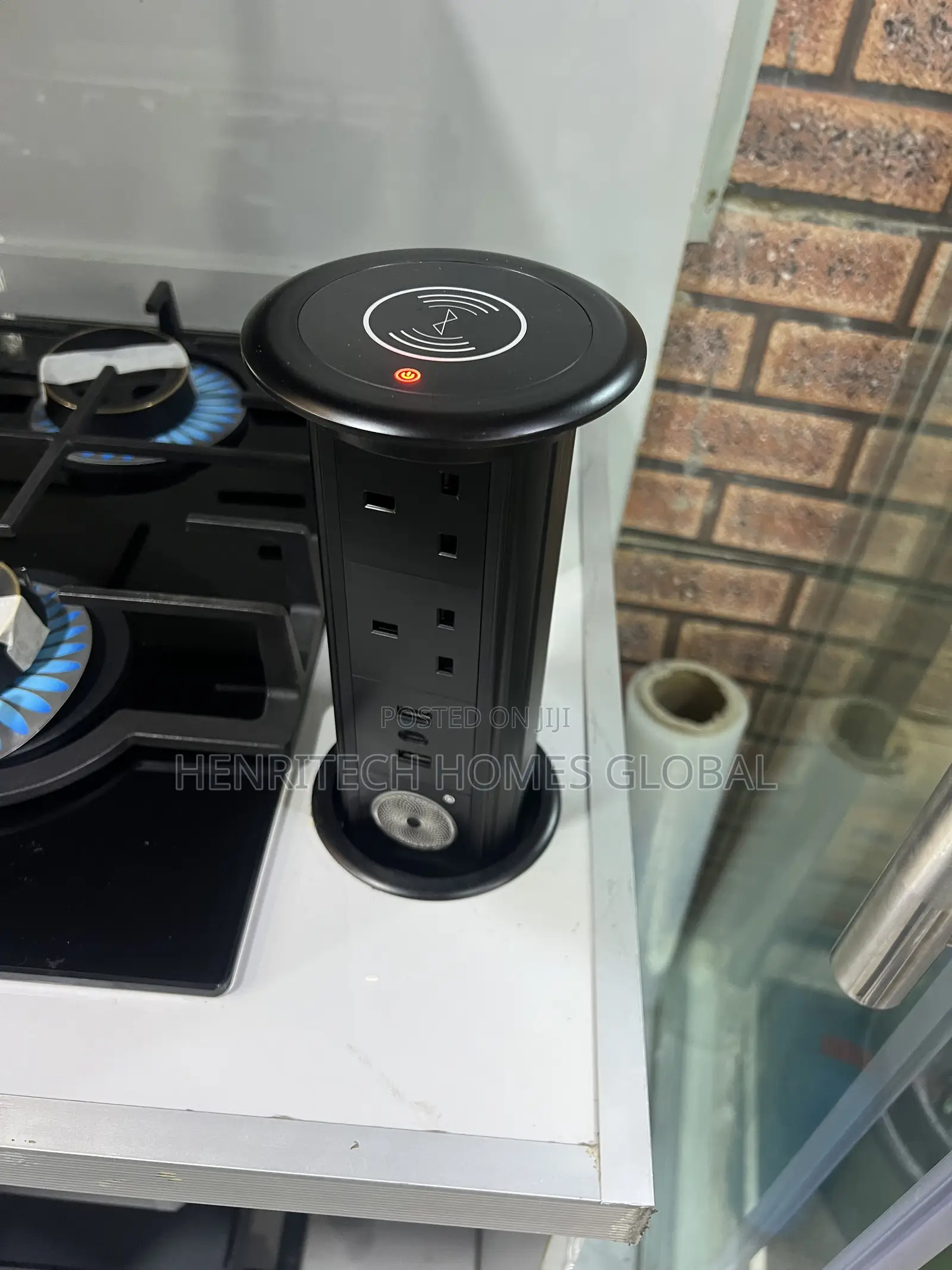 Automatic Pop-Up Kitchen Island Wireless Charger + Bluetooth Speaker