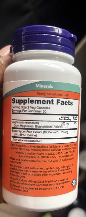 NOW Magnesium Glycinate With Bioperine 60caps