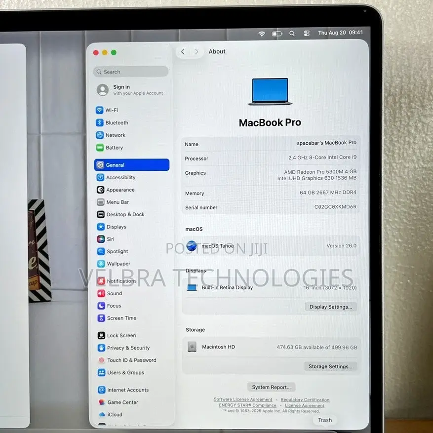 Laptop Apple MacBook Pro 2019 64GB Intel Core i9 SSD 512GB
