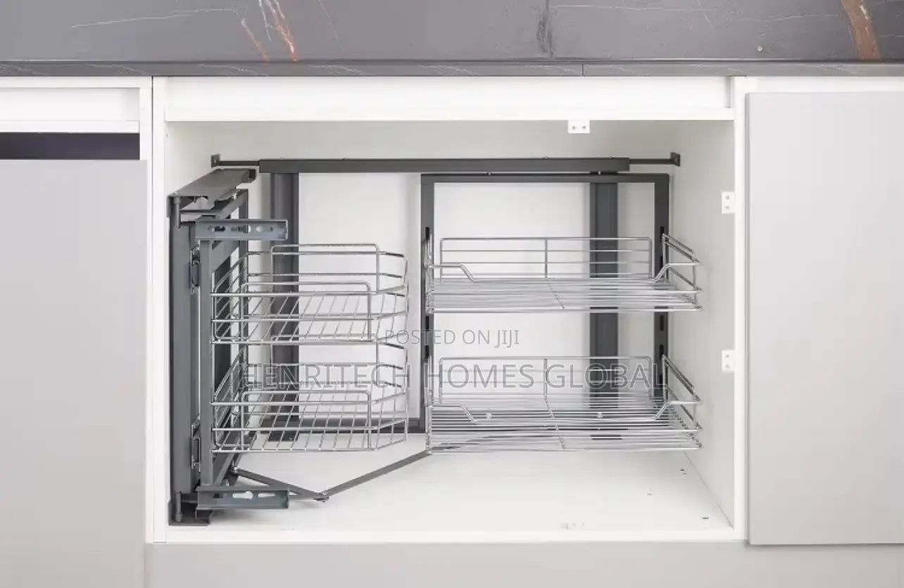 4-Basket Wire Magic Corner Pull-Out Kitchen Cabinet Storage Organizer
