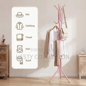 Multipurpose Free Stand Coat Rack With Hooks Wig Bag Clothes Hanger