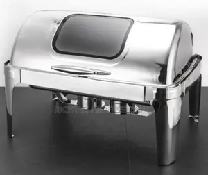 Luxury Stainless Steel Buffet Server – Window Roll-Top Chafer